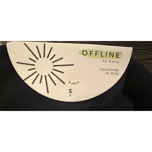 OFFLINE Aerie OG Super Flare Foldover High Waisted Black Leggings SMALL NWT - Picture 8 of 13